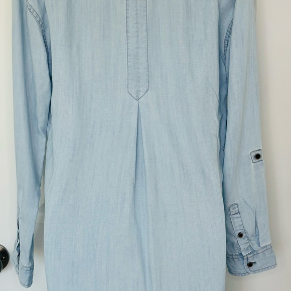 Prana Doryan Vintage Blue Chambray Shirt Dress Roll-Tab Sleeve Size Small $89 - Picture 5 of 13